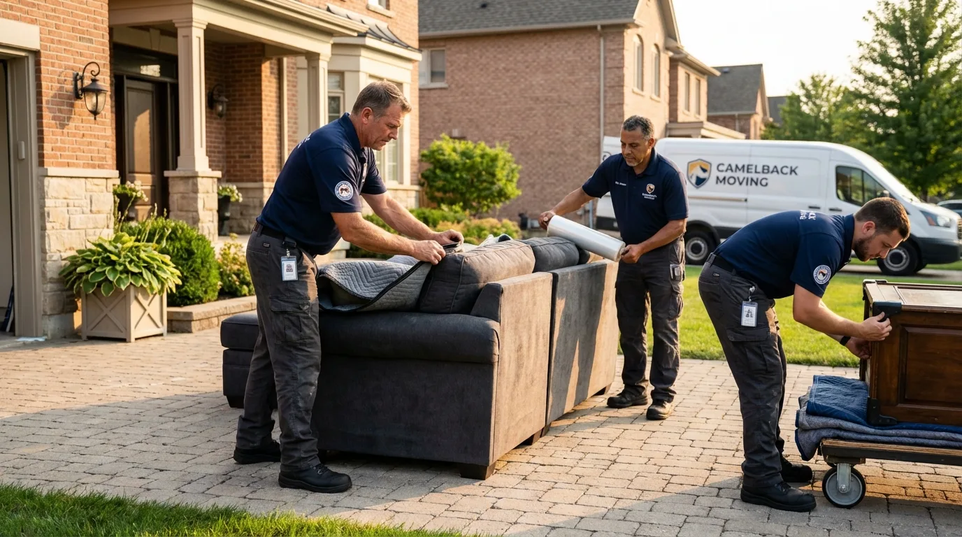 Large estate moving crew wrapping furniture in Greenville, KY